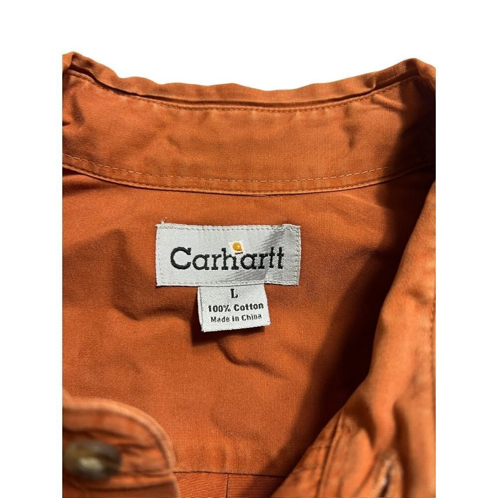 Carhartt Men's Button Orange Short Sleeve Shirt - Picture 3 of 5